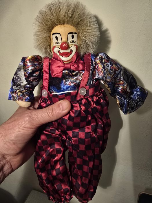 Păpușă Arlechin Retro, Față Ceramică, Harlequin