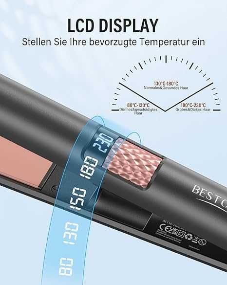 Преса за коса BESTOPE MIX 25мм за къдрици и изправяне 2в1 керамично покритие LCD дисплей
