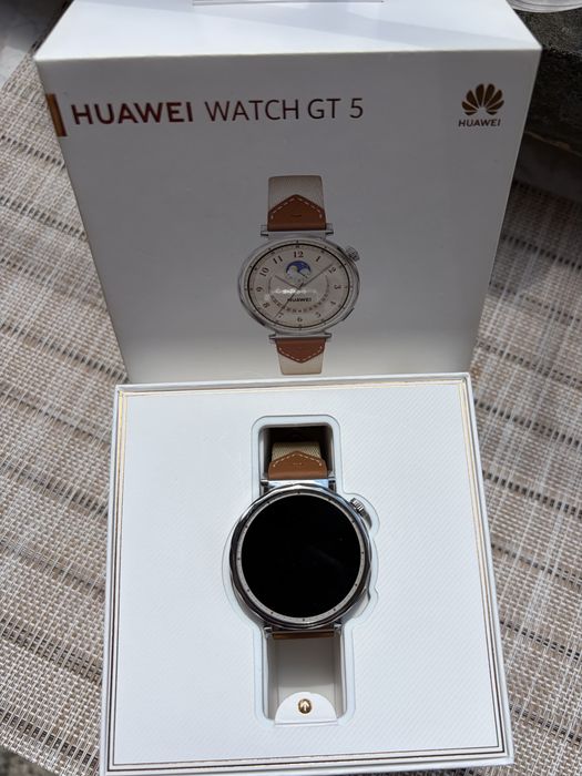 Huawei Watch GT 5, 41mm, Stainless Steel Case, Brown Woven Strap