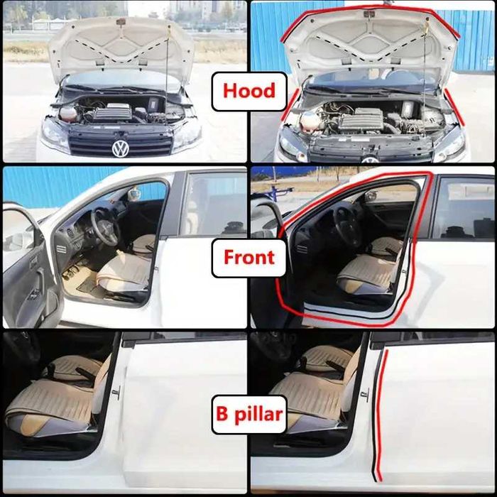 Гумено Уплътнение За Врата На Автомобил, шумоизолация 5 метра дължина