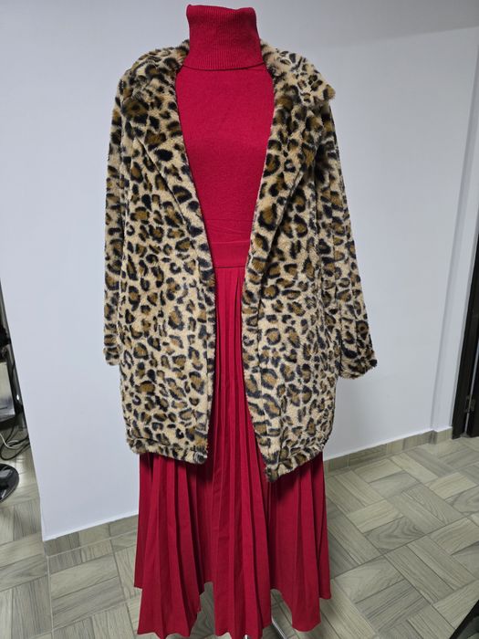 Haina animal print din blana ecologica, model superb