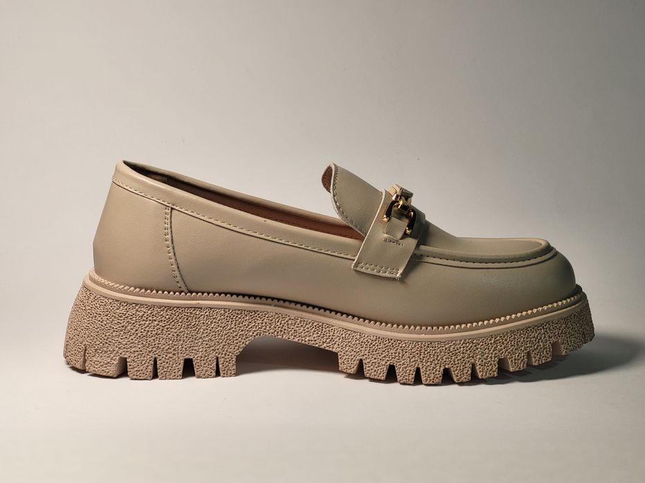 Pantofi de dama, loaferi beige 36