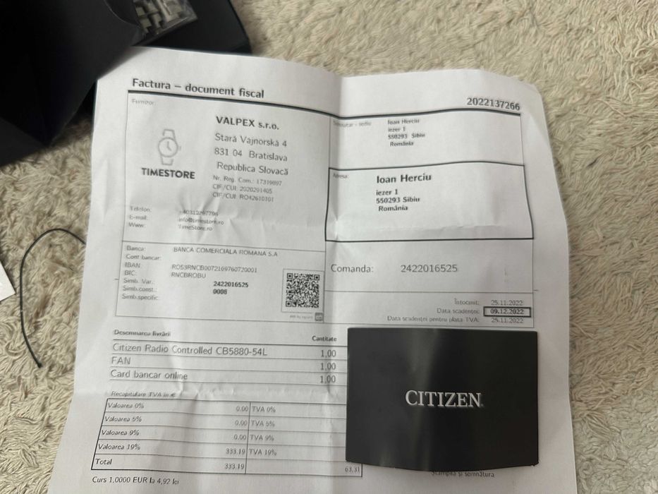 Ceas Citizen CB5880-54L 20 ATM Eco-Drive Radio 43mm Control Promaster