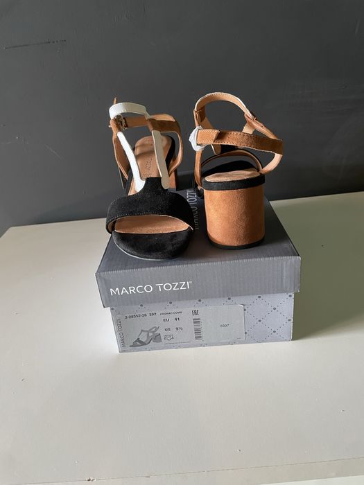 Sandale multicolore din piele Marco Tozzi, mărimea 41 – Noi, în ambalajul original