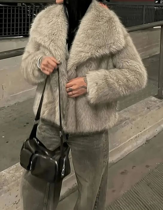 Палто изкуствен косъм оувърсайз