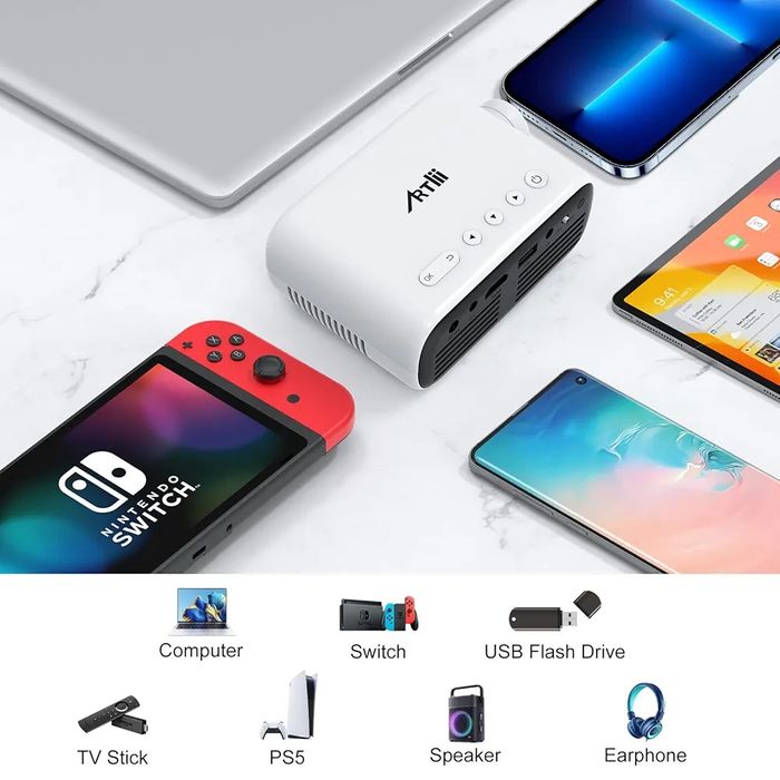 ARTlii QМини HD проектор с акумулаторна батерия