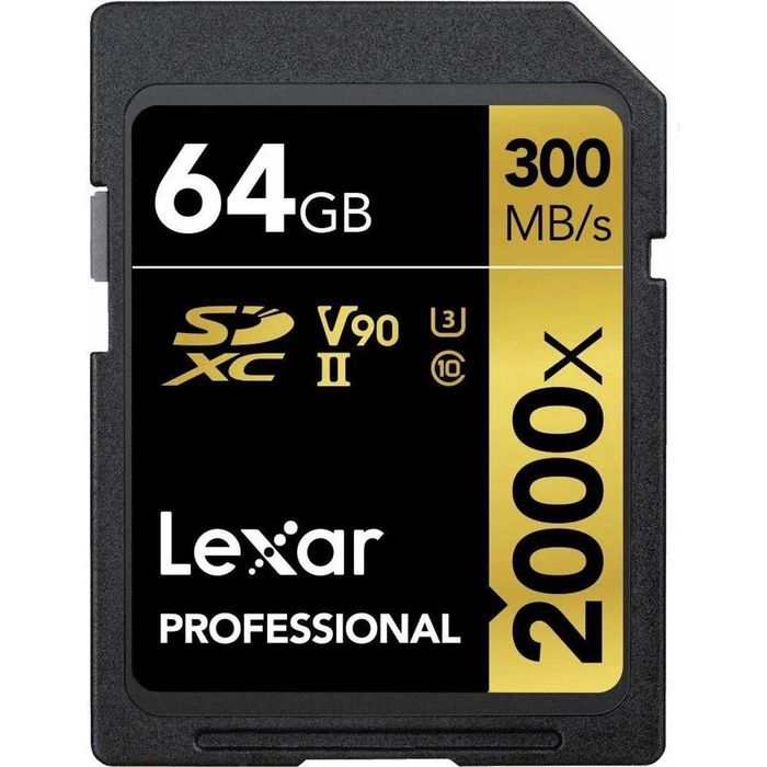 Card de memorie Lexar Professional SDXC UHS-II 2000x 64GB V90 și SanDisk Extreme Pro SDXC 64GB 300MB/s, UHS-II, U3, V90
