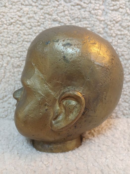 Matriță veche din Bronz masiv - Cap de Păpușă / Jucărie, de colecție, 3 kg