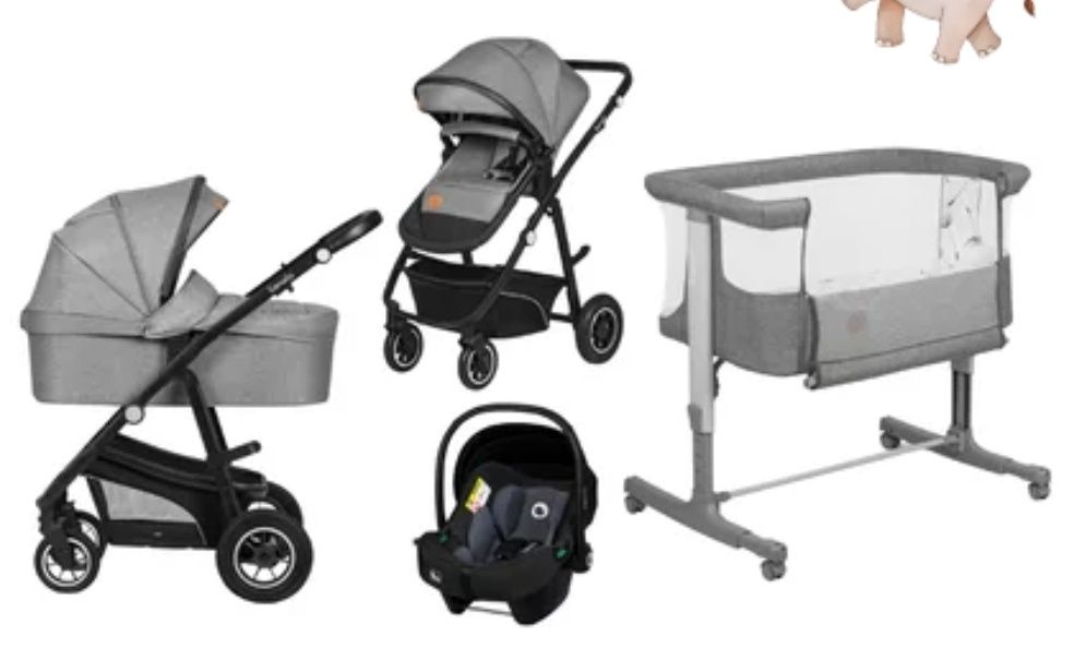 Carucior copii 4-in-1: landou, sport, scoica auto, patut crib