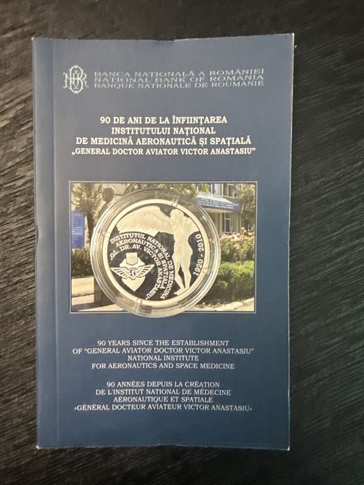 Moneda BNR Institutul National De Medicina Arronautica si Spatala argint 2010