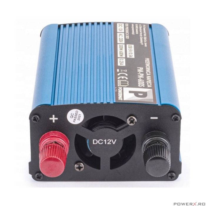 Convertor de tensiune auto, invertor tensiune 12V 230V 600 W, Powermat
