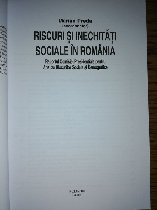 Riscuri si inechitati sociale in Romania - Marian Preda
