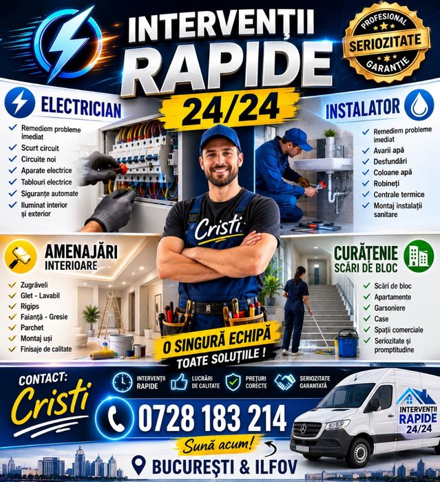 Electrician 24/24 deranjamente pana de curent , remedieri rapide scurt circuit