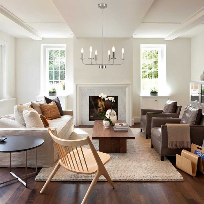 Candelabru modern, lustra 6 brate, E14, argintiu