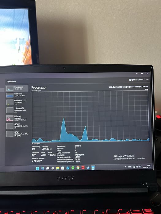 De vanzare laptop MSI GF63 Thin 11UC, i5-11400H 11 gen, RTX 3050 4gb