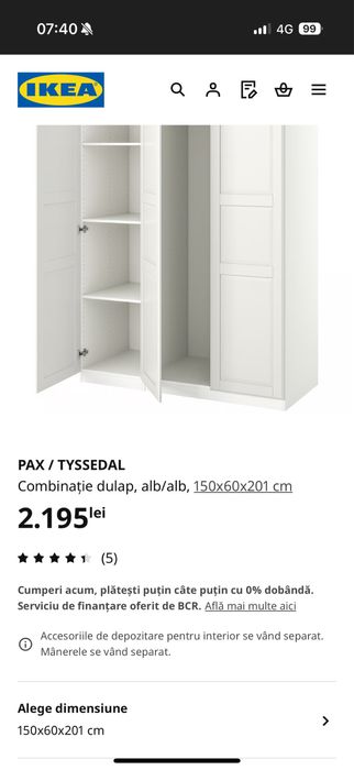 Dulap dormitor 150 /60/200