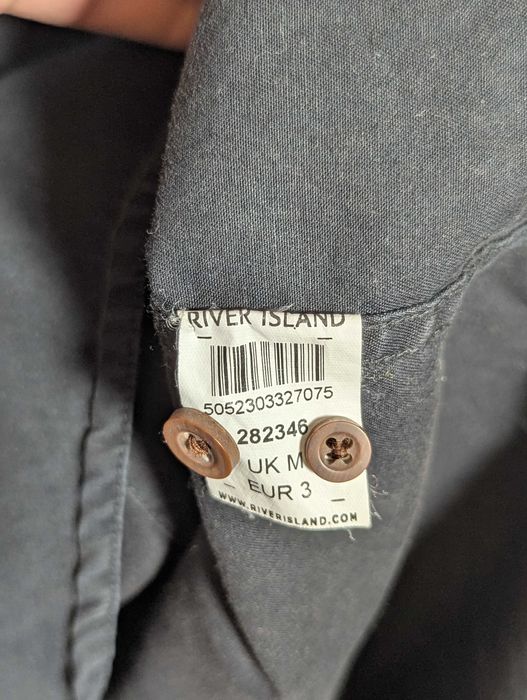 Cămașă River Island, M, neagra, bumbac 100%, stil casual-elegant