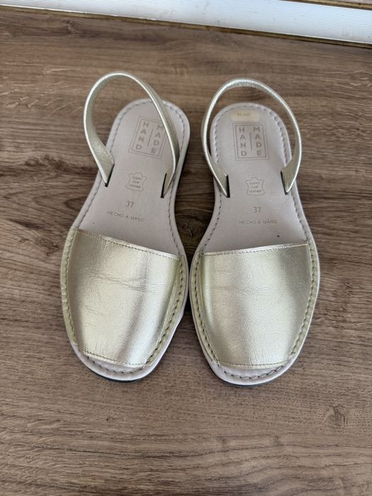 Златни сандали естествена кожа ръчно правени 37 номер