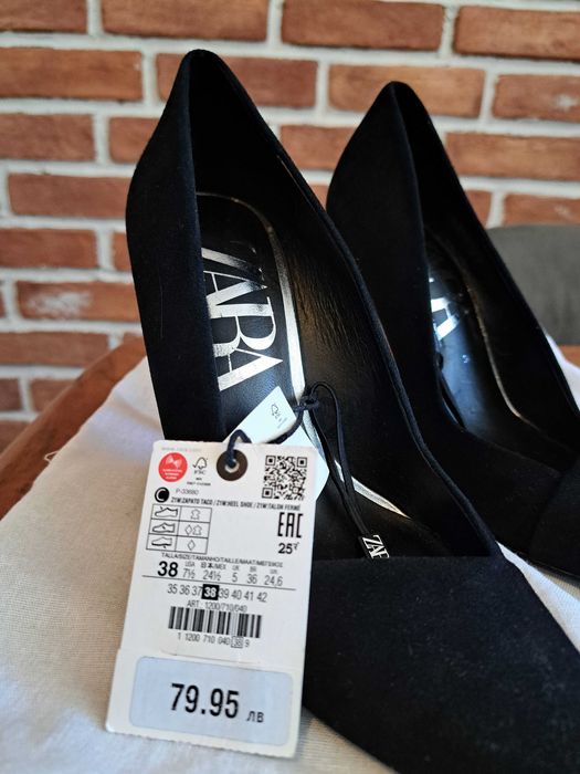 Официални велурени обувки Zara, 38 номер, чисто нови с етикет