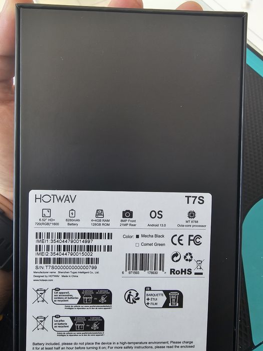 Hotwav T7S, 4/128 GB, Nou, 2 ani garanție