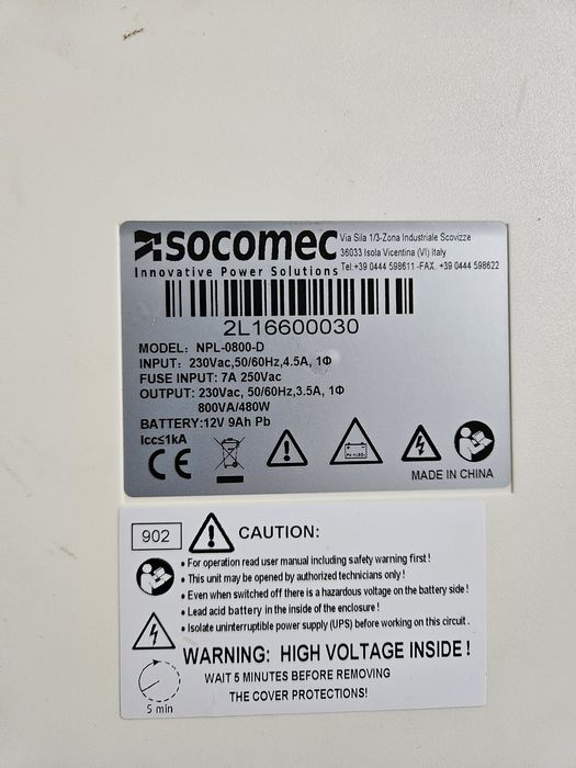 UPS Socomec NeTYS PL, Line- interactive, 600VA, 360W,
6xSchuko, manage
