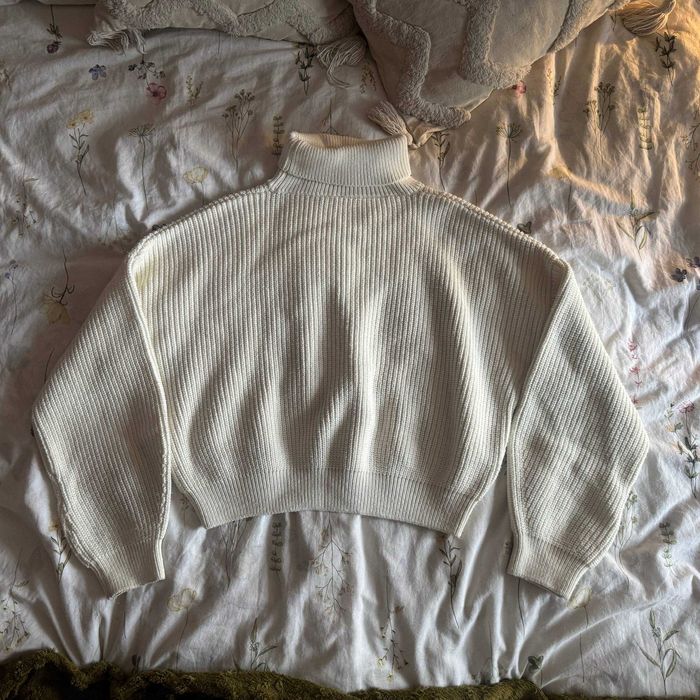 Белый кроп свитер / водолазка / укороченный