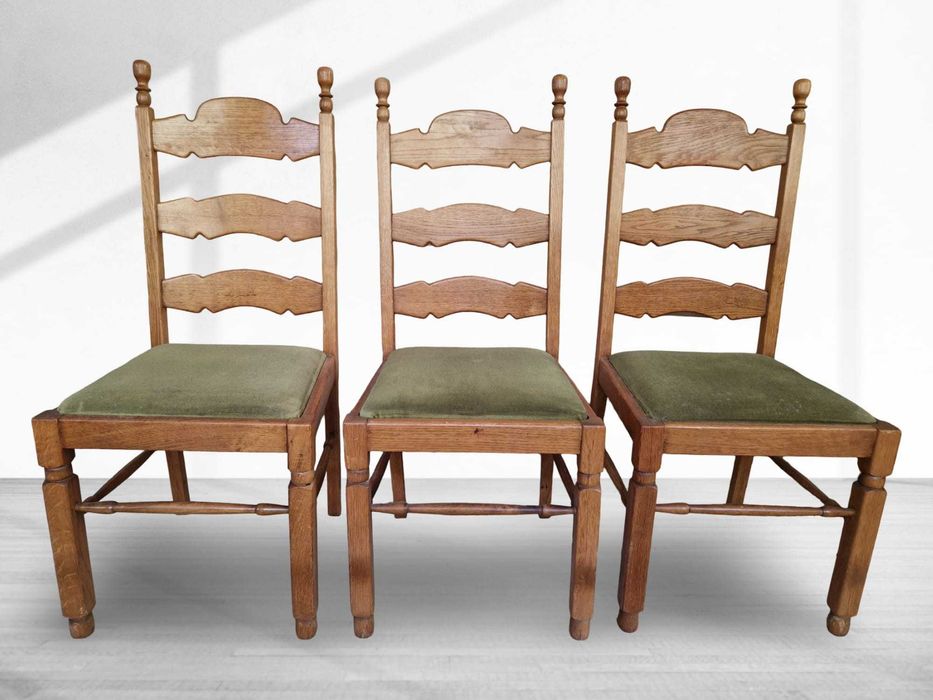 6 броя трапезни столове от масивен дъб