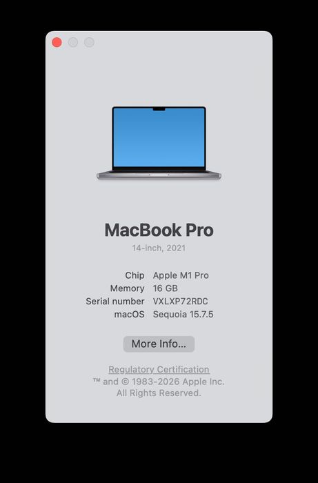 MacBook Pro 14" M1 chip, 16GB, 500GB SSD,  Като нов  [безплатна доставка]
