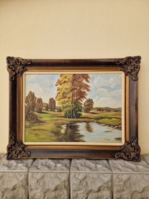 Прекрасна антикварна холандска картина масло върху платно