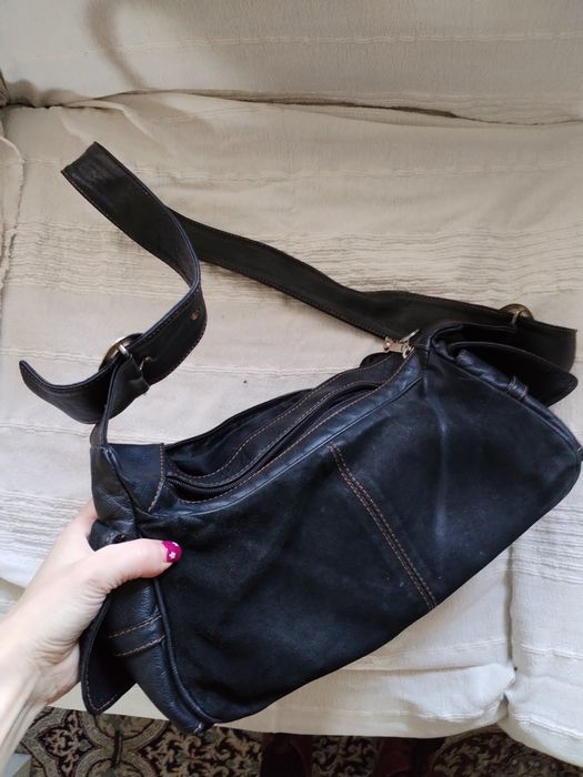 Кожаная сумка с замшей