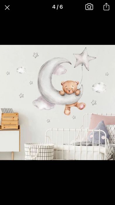 Декоративен стикер за стена Мече и луна