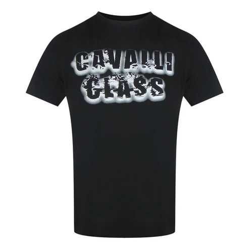 Оригинална тениска на CAVALLI CLASS! Л, ХЛ, черна опушена