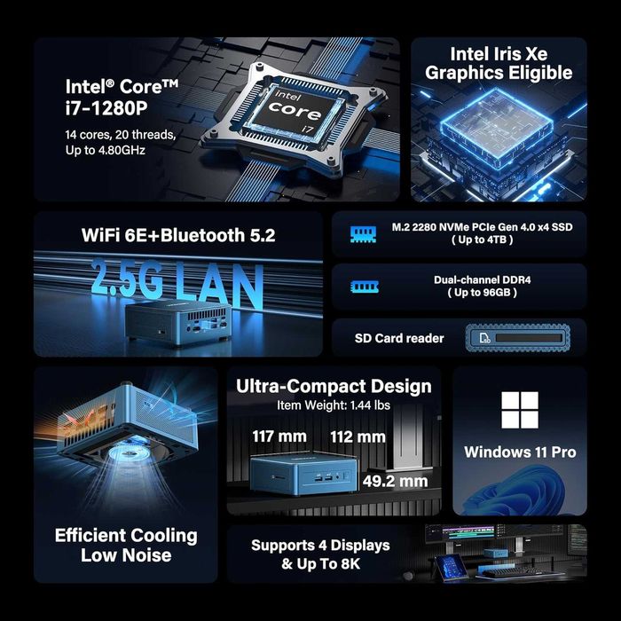 Мини Пк Mini Pc Geekom IT12 intel Core i7 12650H 32Gb DDR4 1TB SSD