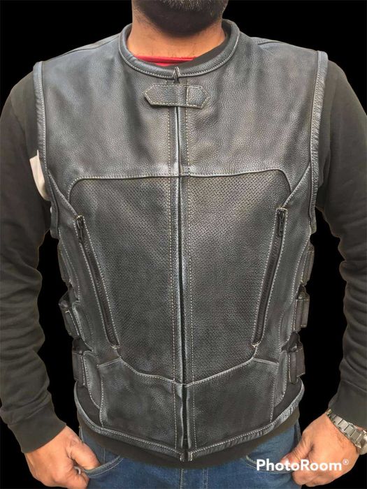 Кожен Мото ICON Елек Ретро Синьо Мотор Мото Чопър