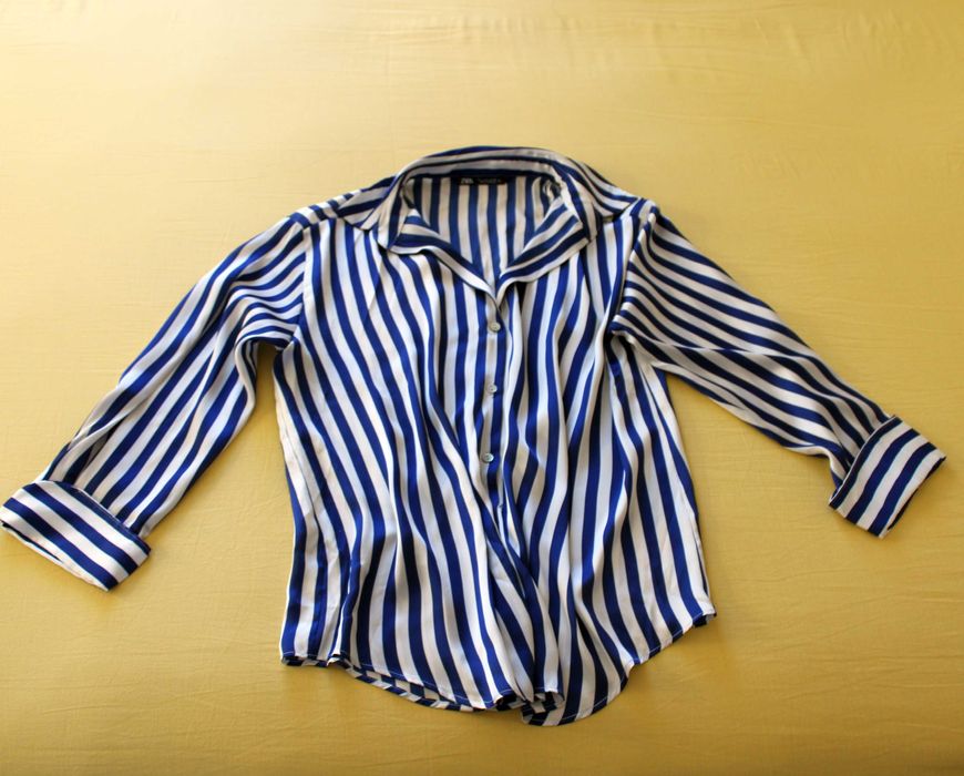 Риза ZARA - синьо - бяло рае