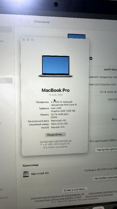 Macbook i9 sotiladi
