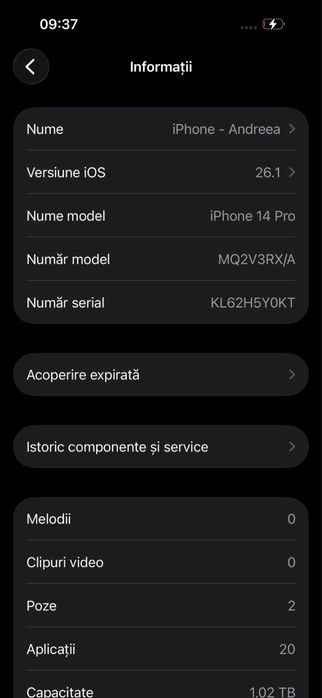 Iphone 14 PRO, memorie 1 TB