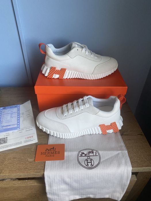 Hermes Bouncing Alb-portocaliu -Full box-Livrare cu verificare-41,42,43