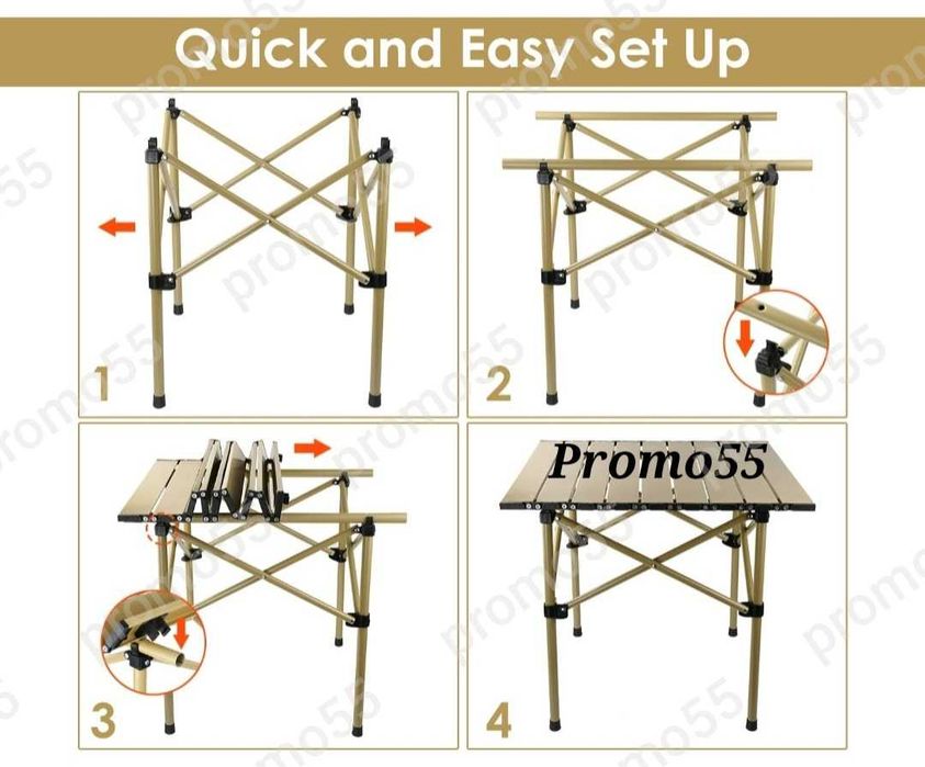 Преносима Сгъваема Маса в Калъф Три Размера за Къмпинг, Пикник,Барбекю
