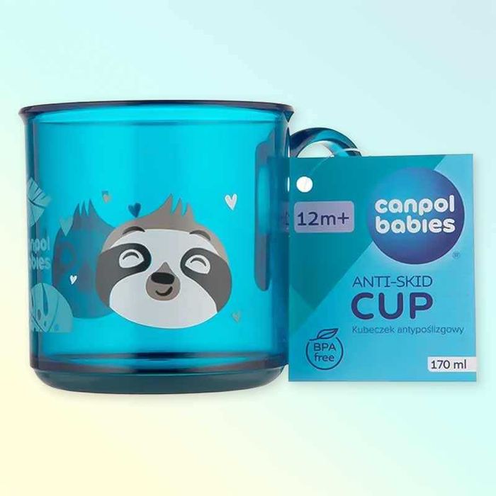 Детската чаша с дръжка и нехлъзгащо се дъно, с животни 12м+ , Canpol