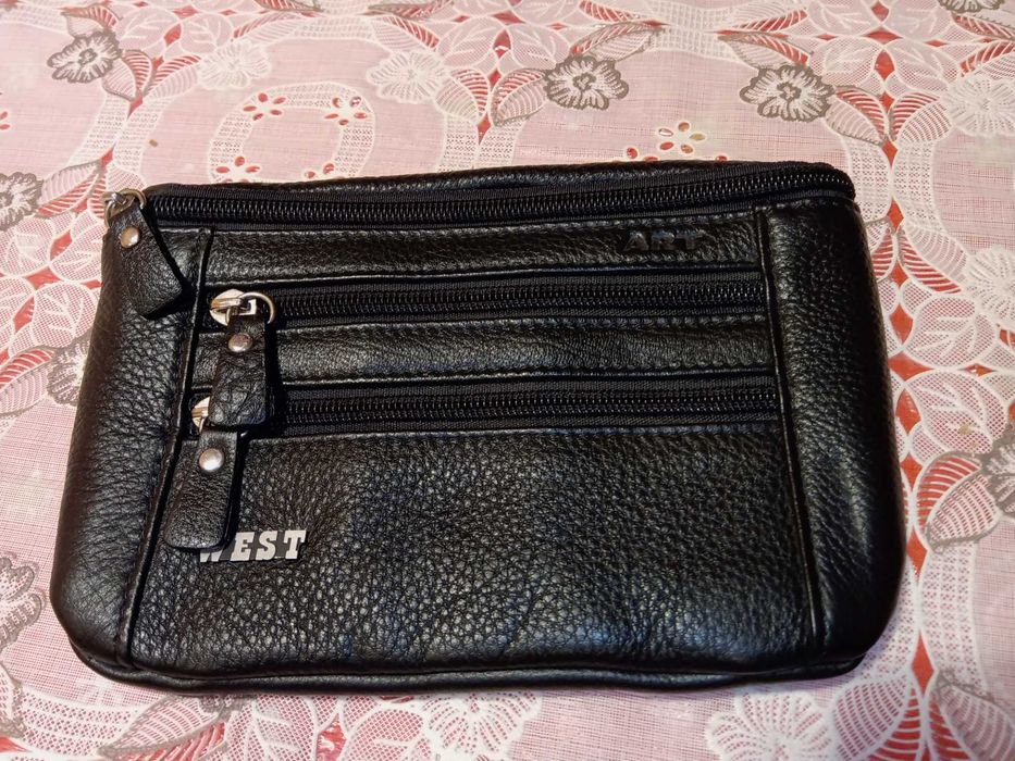 Черна Мъжка Чанта Естествена Кожа за Колан на АРТ93