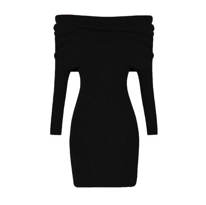 Платье черное теплое