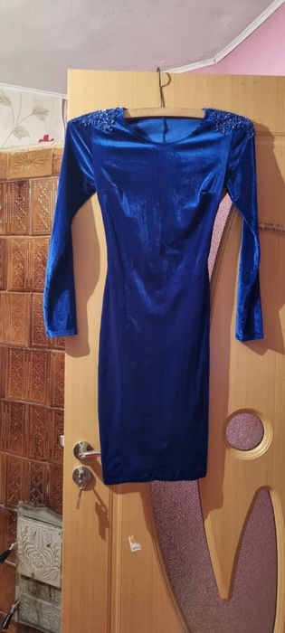 Rochie catifea albastra