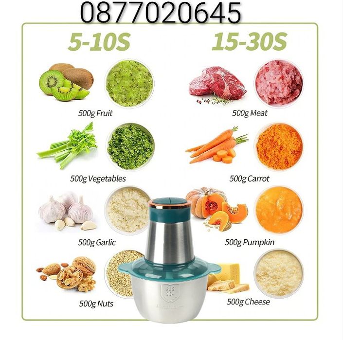 Мултифункционален чопър шейкър миксер месомелачка  5 литра 2000 вата