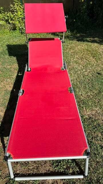 Sezlong aluminiu cu tetiera si parasolar