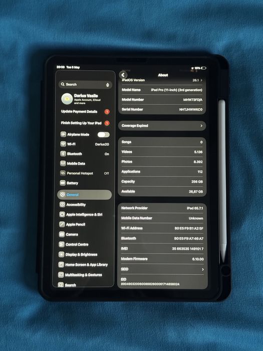 iPad Pro 11" (3rd Gen) 256GB – ca nou + Pencil + husă + folie