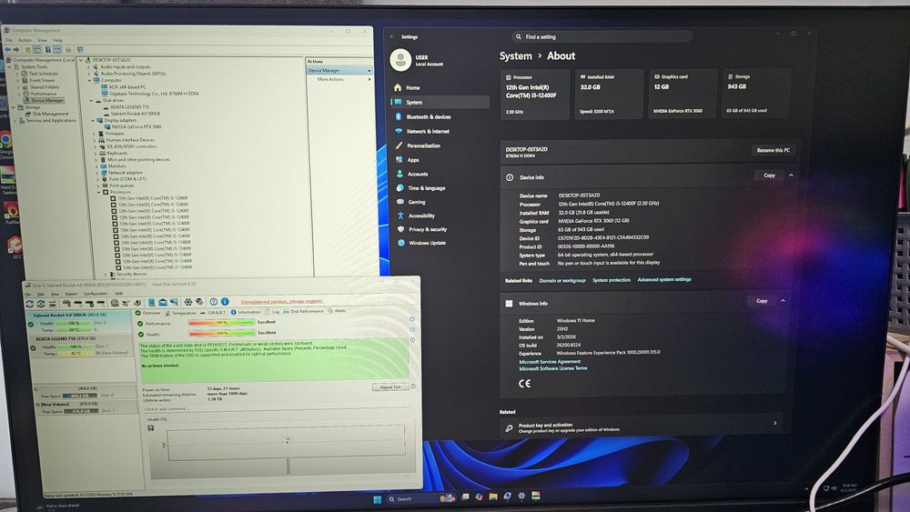 Pc Gaming I5 12400f,RTX 3060 12Gb ,32 Gb,1TB SSD