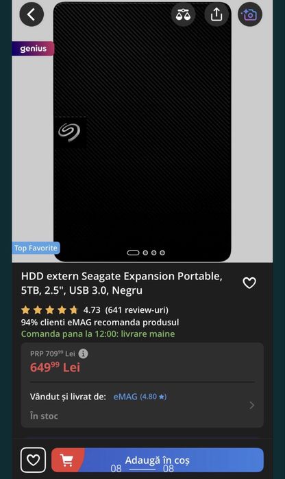 HDD hard extern Segate 5TB - USB 3.2