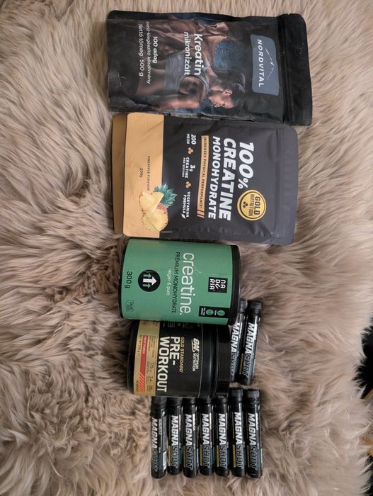Creatina GoldNutrition, NordVital, Pre-Workout fruit punch Gold nutrition, 9 shot-uri de magneziu noi, sigilate