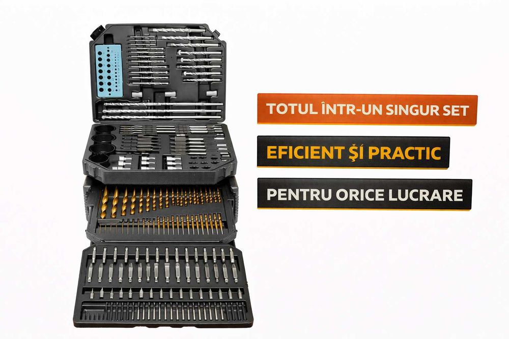 Set 300 Piese Burghie Biti Dalti Profesional Cutie Completa